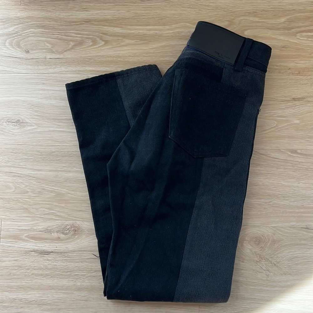 rag & bone Black and Gray Straight Leg Jeans